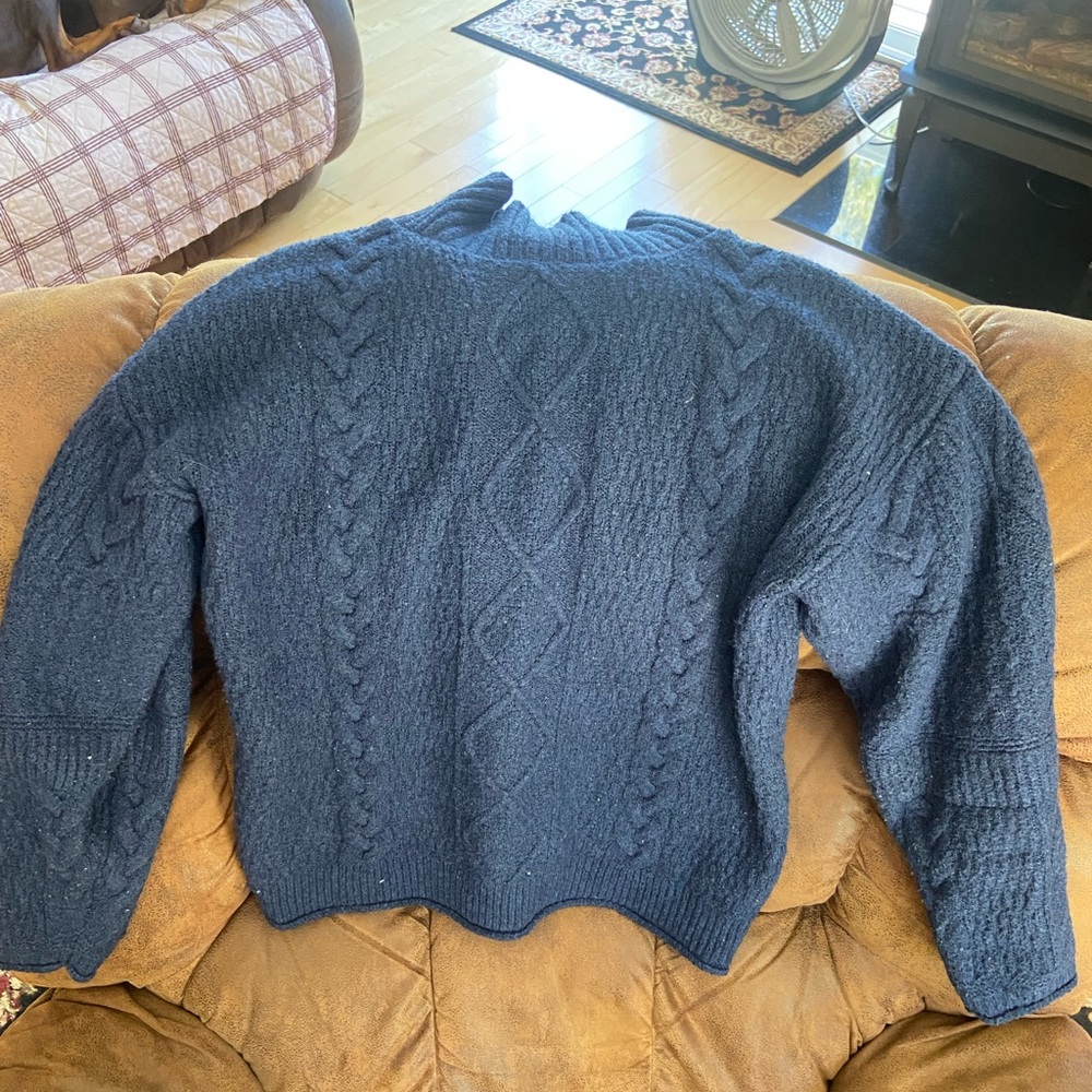 Blue turtleneck sweater